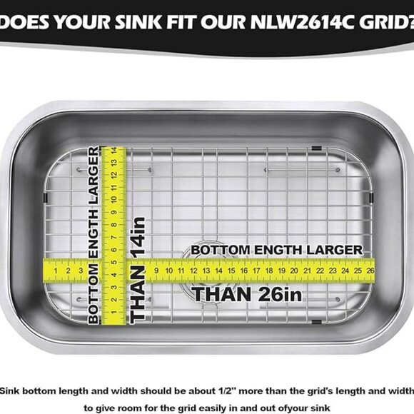 Sink Protector Grid 26-1/16" x 14-1/16", Rear Drain with Corner Radius 3-1/2", 3 - Picture 4 of 4